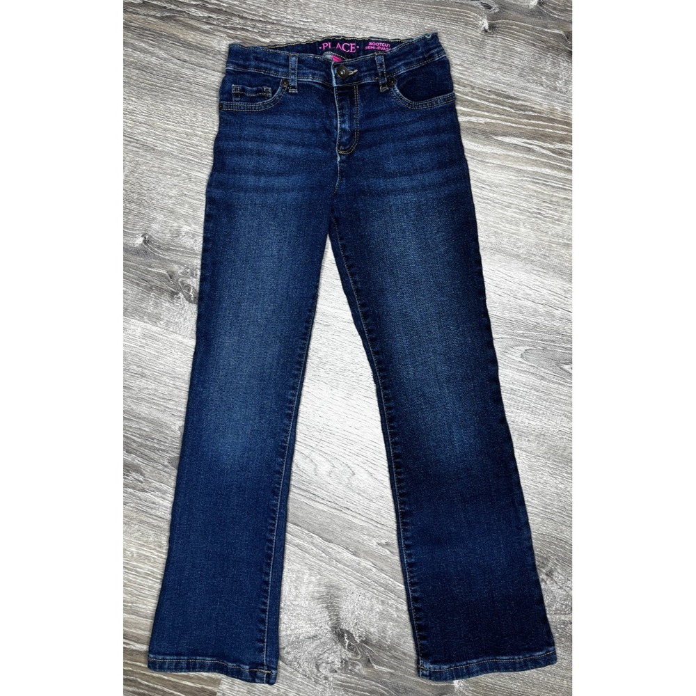 Children's Place Girls Bootcut Denim Jeans Cotton Adjustable Waist Sz 8